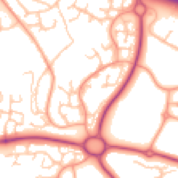 Daytime road noise heatmap for TF3 5DQ