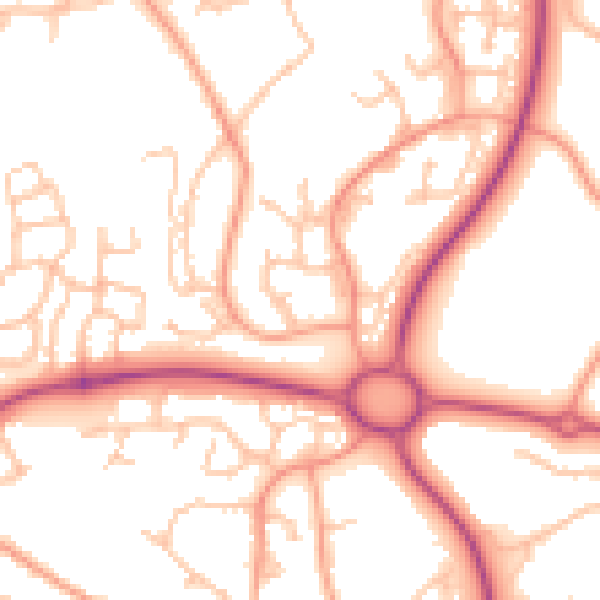 Daytime road noise heatmap for TF3 5DW