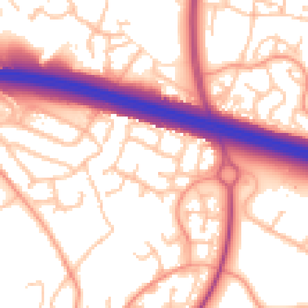 Daytime road noise heatmap for TF3 5DX