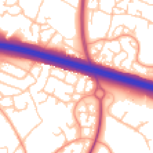 Daytime road noise heatmap for TF3 5DY