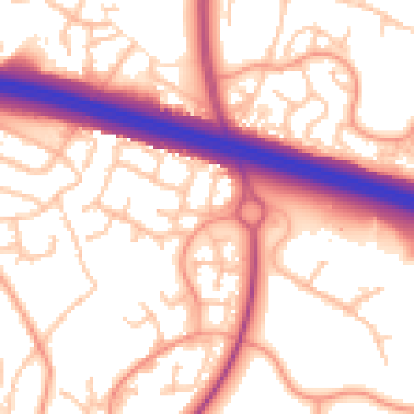 Daytime road noise heatmap for TF3 5DZ