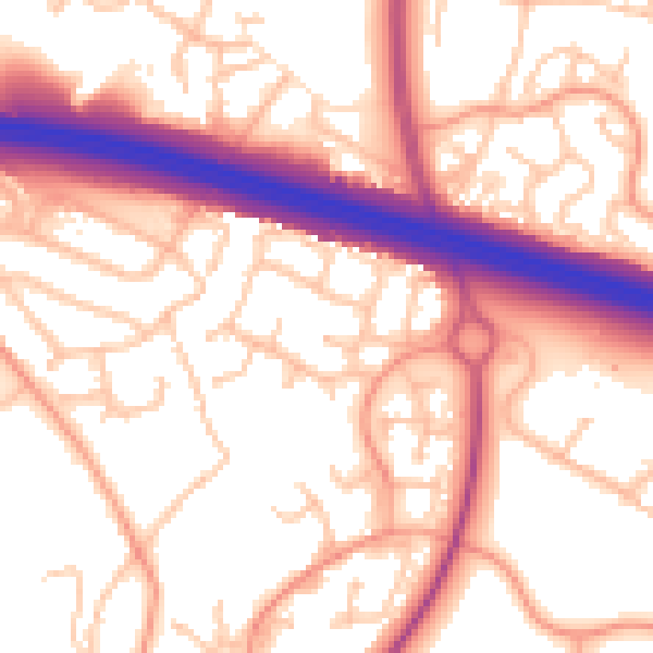 Daytime road noise heatmap for TF3 5EA