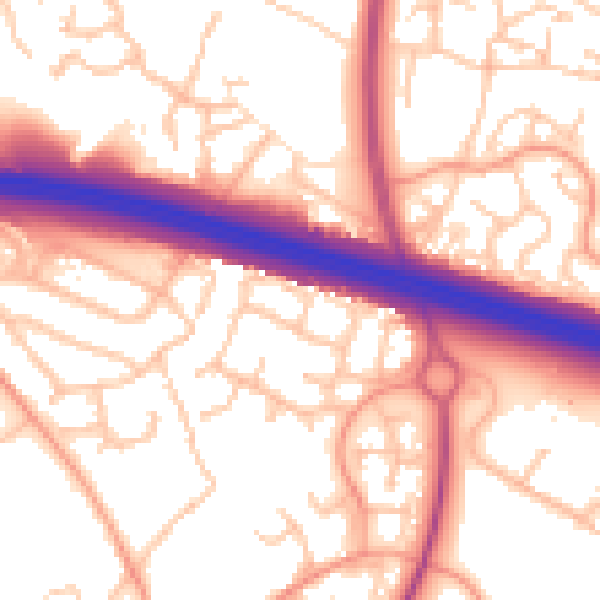 Daytime road noise heatmap for TF3 5EB