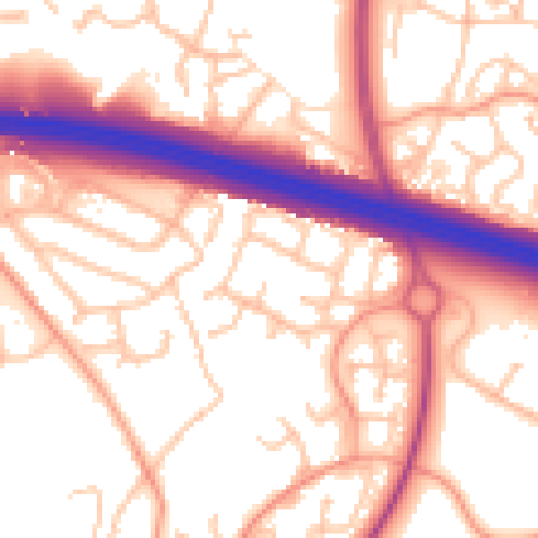 Daytime road noise heatmap for TF3 5EE