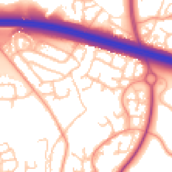 Daytime road noise heatmap for TF3 5EG