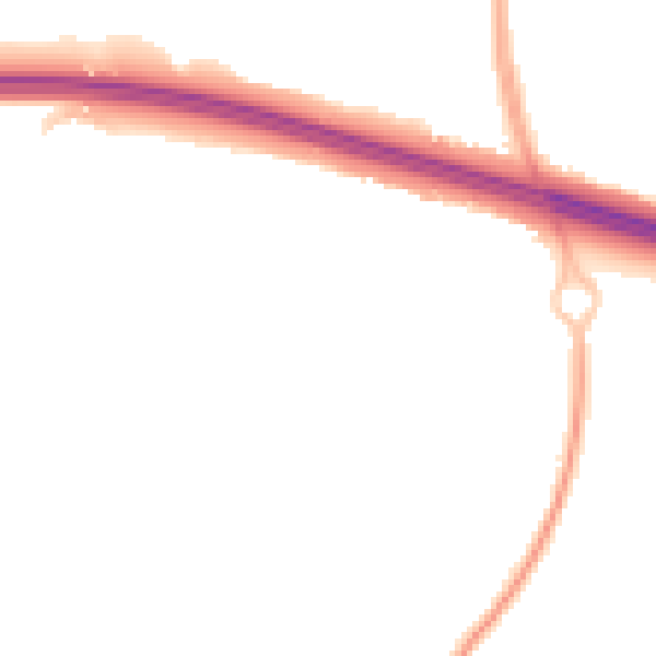Night-time road noise heatmap for TF3 5EG