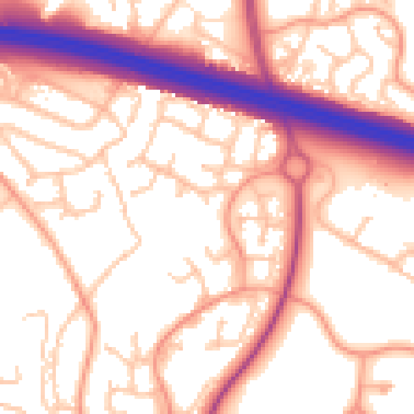 Daytime road noise heatmap for TF3 5EH