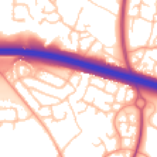 Daytime road noise heatmap for TF3 5EL