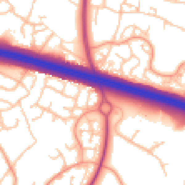 Daytime road noise heatmap for TF3 5EN