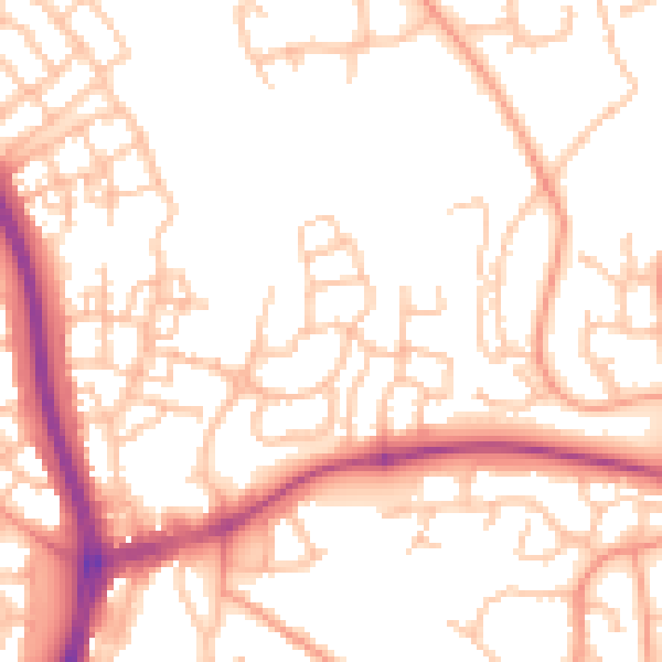Daytime road noise heatmap for TF3 5EX