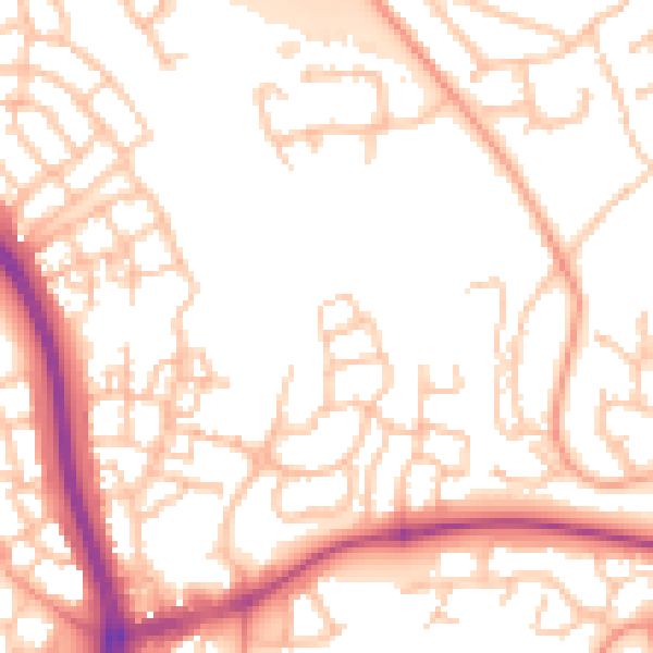 Daytime road noise heatmap for TF3 5FQ