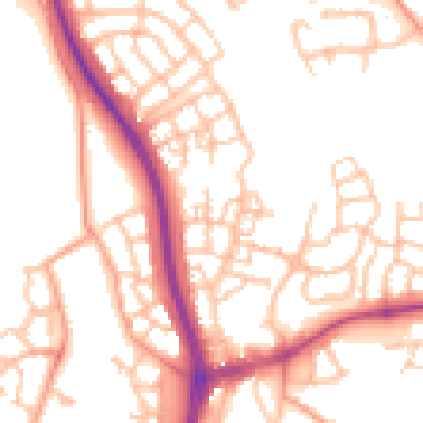 Daytime road noise heatmap for TF3 5GY