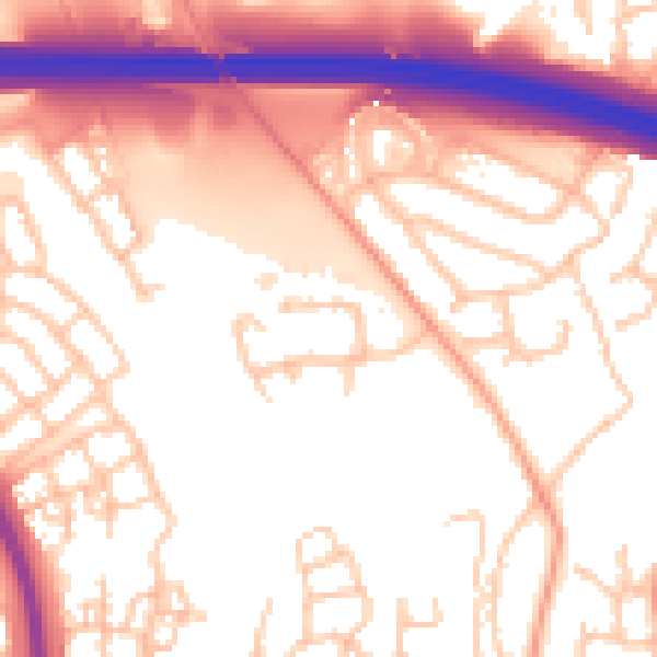 Daytime road noise heatmap for TF3 5HB