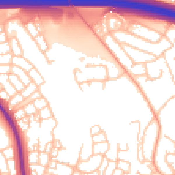 Daytime road noise heatmap for TF3 5HE