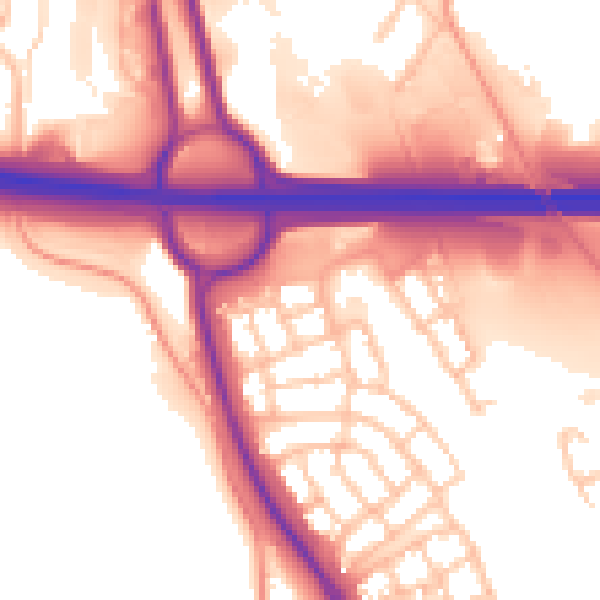 Daytime road noise heatmap for TF3 5JF