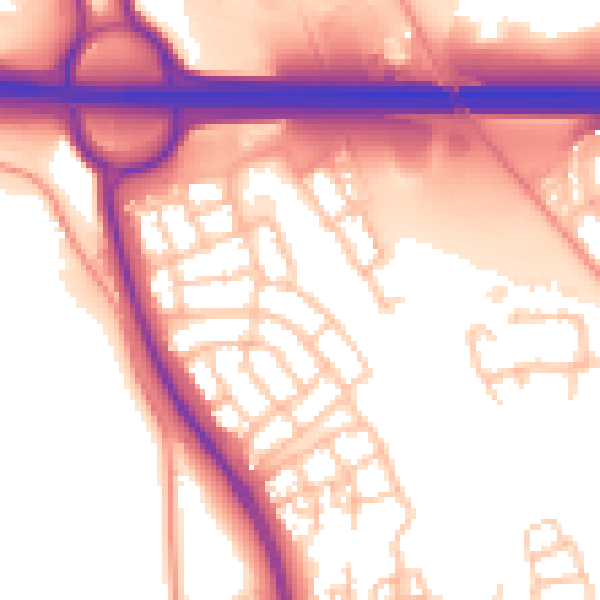 Daytime road noise heatmap for TF3 5JL