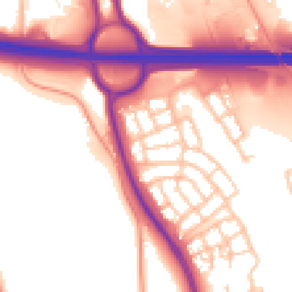 Daytime road noise heatmap for TF3 5JP