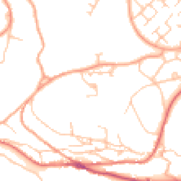 Daytime road noise heatmap for TF8 7BQ