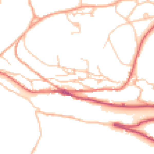 Daytime road noise heatmap for TF8 7QW