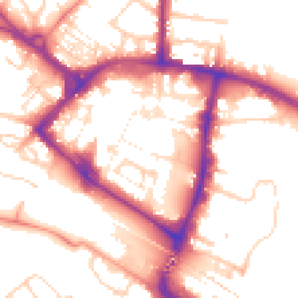Daytime road noise heatmap for TN23 1AW