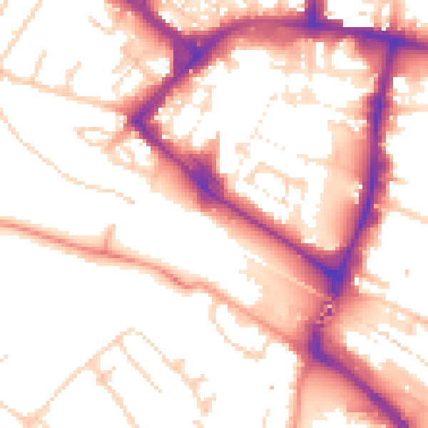 Daytime road noise heatmap for TN23 1AX