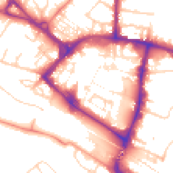 Daytime road noise heatmap for TN23 1AY