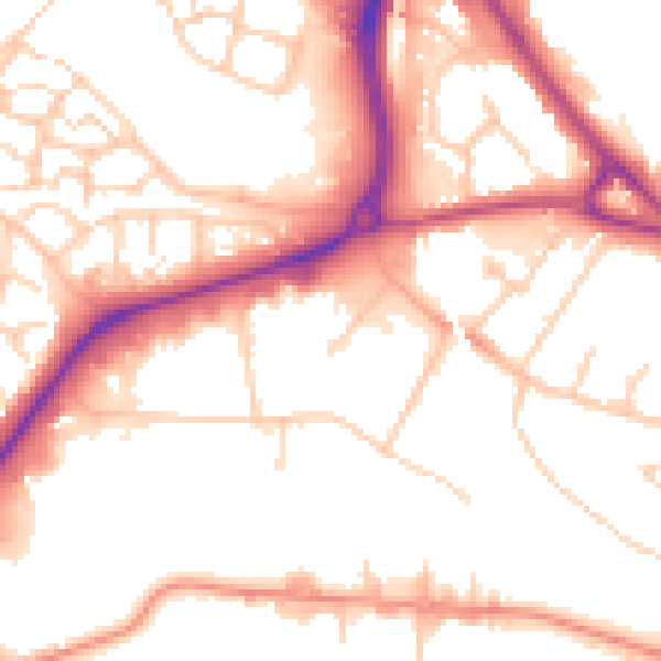 Daytime road noise heatmap for TN23 1BB