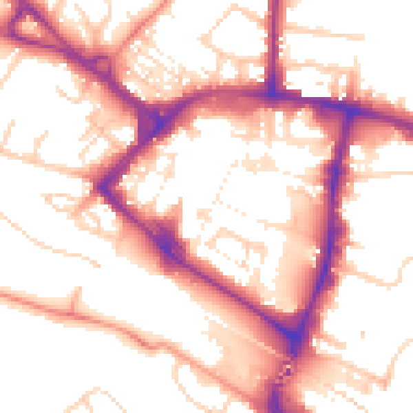Daytime road noise heatmap for TN23 1BE