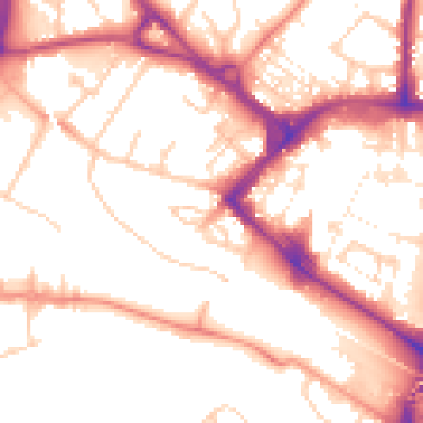 Daytime road noise heatmap for TN23 1BY