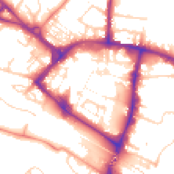 Daytime road noise heatmap for TN23 1DE