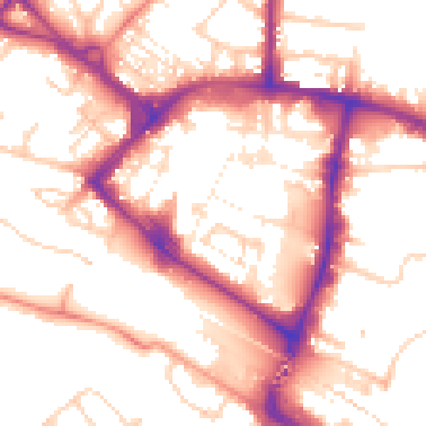 Daytime road noise heatmap for TN23 1DG