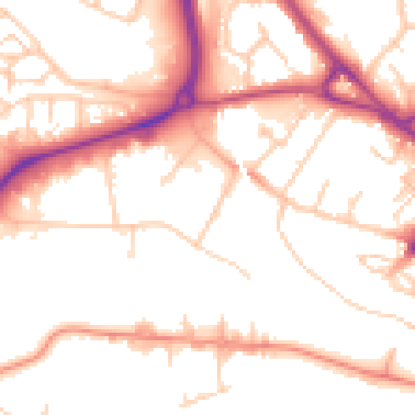 Daytime road noise heatmap for TN23 1DP
