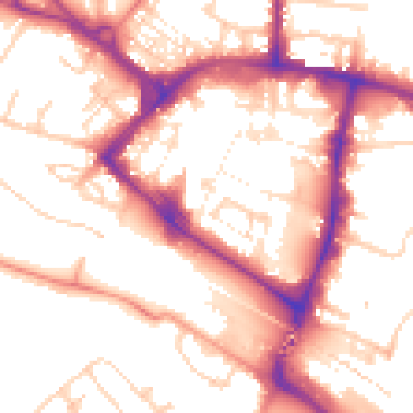 Daytime road noise heatmap for TN23 1DQ