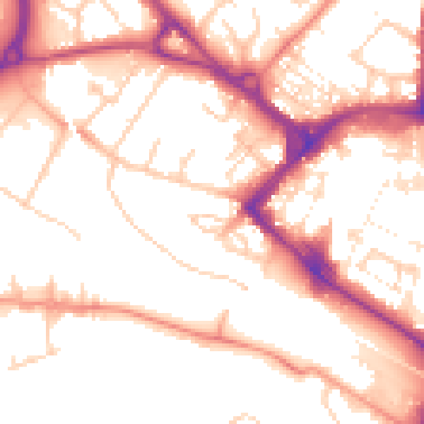 Daytime road noise heatmap for TN23 1DS