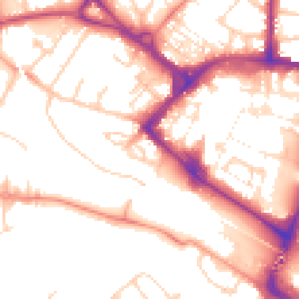 Daytime road noise heatmap for TN23 1DU