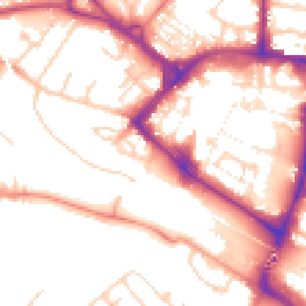 Daytime road noise heatmap for TN23 1DY