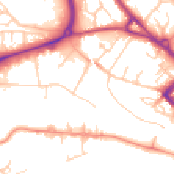 Daytime road noise heatmap for TN23 1EF