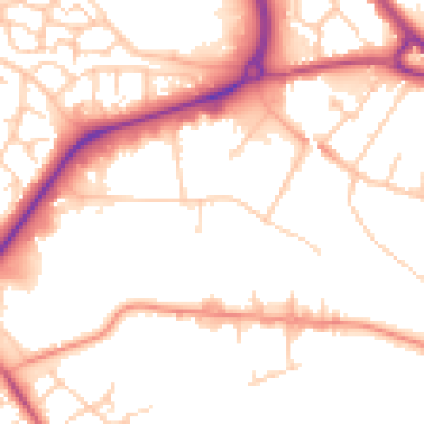 Daytime road noise heatmap for TN23 1EH