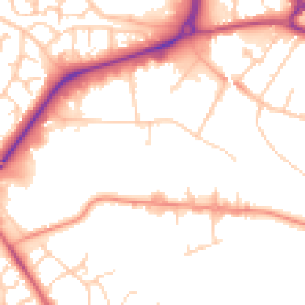 Daytime road noise heatmap for TN23 1EJ