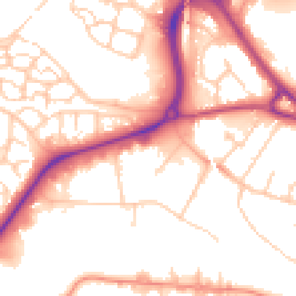 Daytime road noise heatmap for TN23 1EP