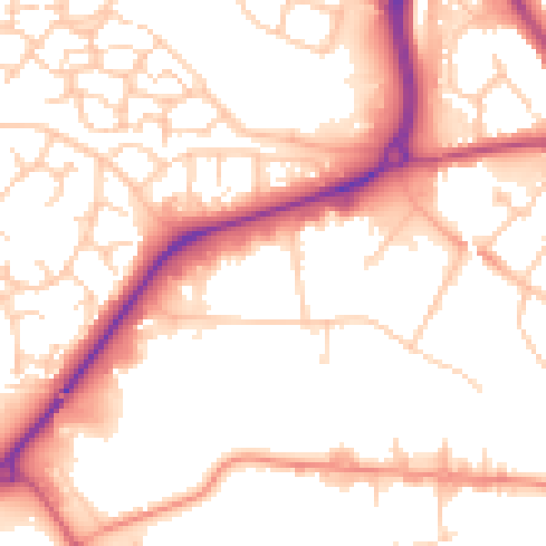Daytime road noise heatmap for TN23 1EW