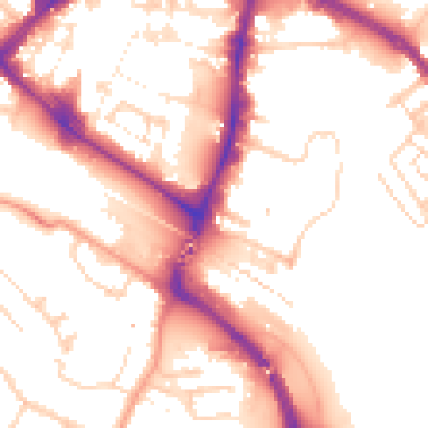 Daytime road noise heatmap for TN23 1EY