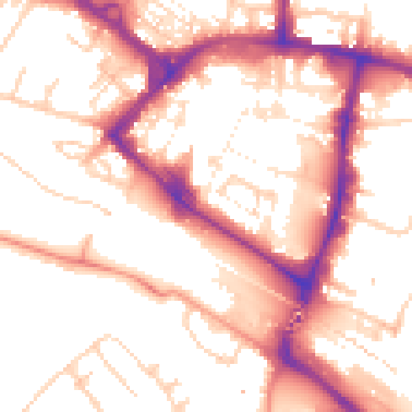 Daytime road noise heatmap for TN23 1FA