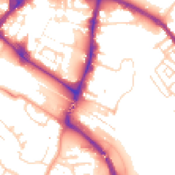 Daytime road noise heatmap for TN23 1FB