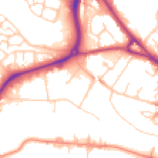 Daytime road noise heatmap for TN23 1HA