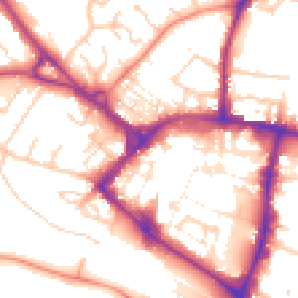 Daytime road noise heatmap for TN23 1JJ