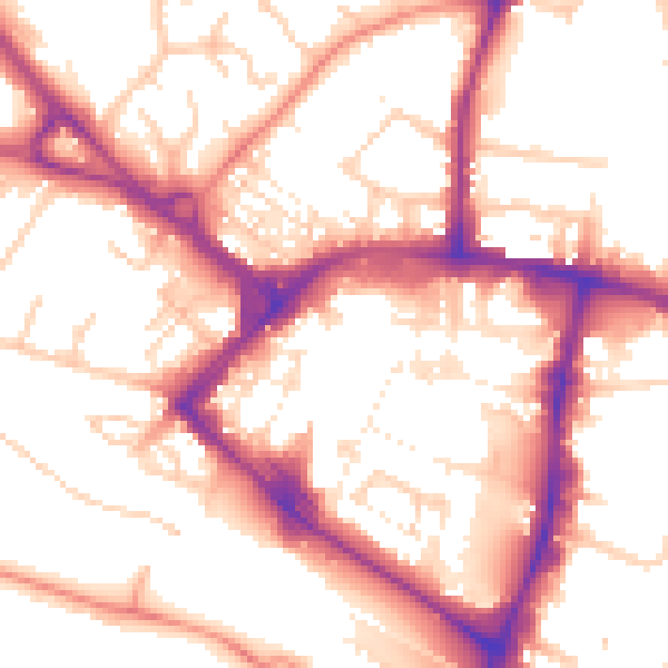 Daytime road noise heatmap for TN23 1JQ