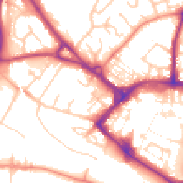 Daytime road noise heatmap for TN23 1JS