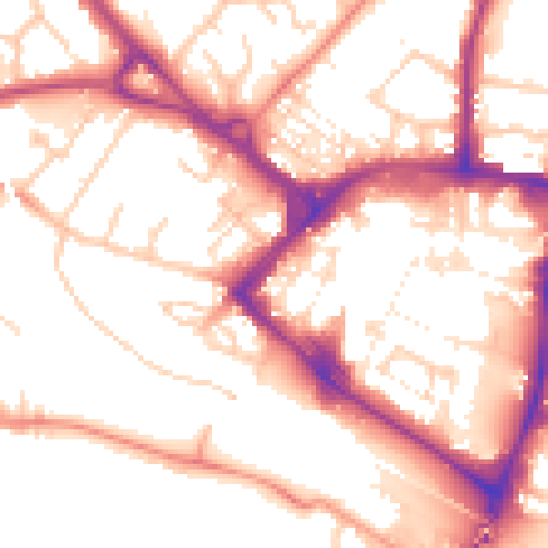 Daytime road noise heatmap for TN23 1JY