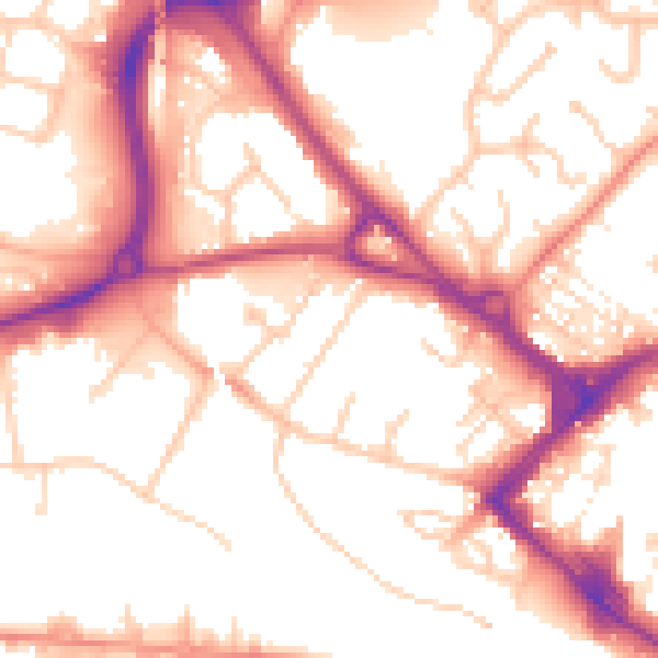 Daytime road noise heatmap for TN23 1LY